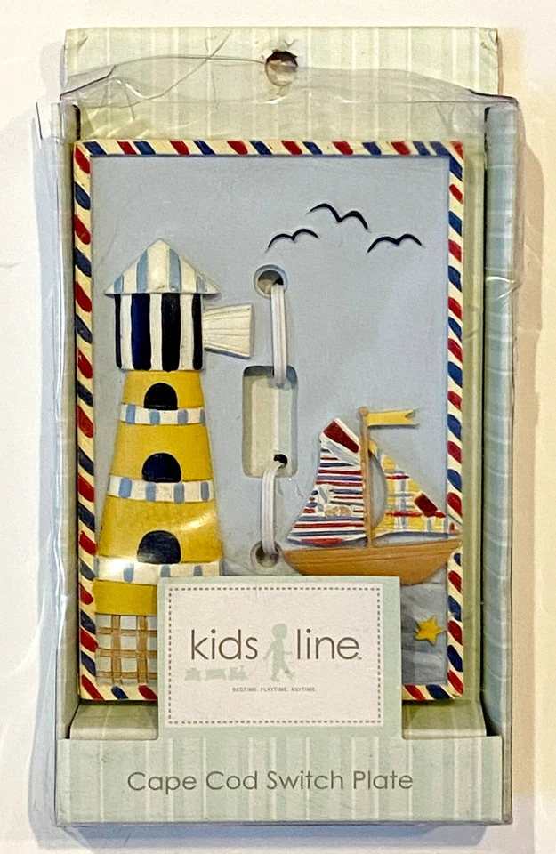 Kids Line Cape Cod Switchplate ~ Nautical Theme ~ Lighthouse & Sailboat Foto 1 de 1