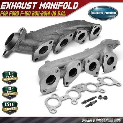 2x Colector de escape izquierdo y derecho con kit de junta para Ford F-150 2011-2014 V8 5,0 L Foto 1 de 4