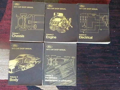 Ford Mustang Lincoln Mercury Cougar 1973 manuales de taller para propietarios 5 libros Foto 1 de 2
