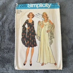 Simplicity Pattern 7225 Sz 12 Misses Empire Waist Dress Knee Maxi Length Shawl - Picture 1 of 8
