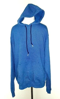 FRUIT OF THE LOOM HOODIE PULLOVER BLUE STRIPES FRONT POCKETS MEN'S SIZE MEDIUM - Image 1 of 4