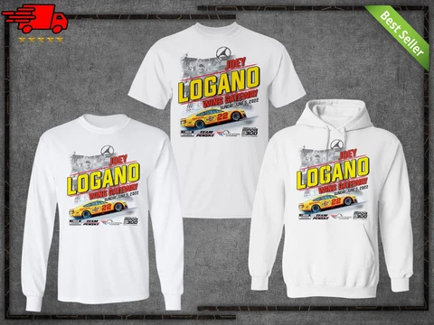 Men's Joey Logano Checkered Flag White 300 Race Winner T-Shirt S-4XL Cover