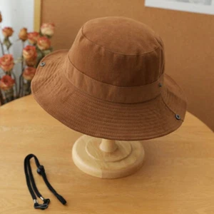 Men Ladies Sun Hat Fishing Cap Wide Brim with Adjustable String Hiking Outdoor - Picture 1 of 19