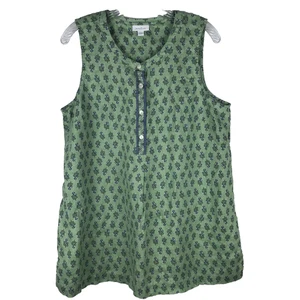 Camiseta túnica sin mangas de lino J.Jill Pure Jill verde azul floral grande - Imagen 1 de 8