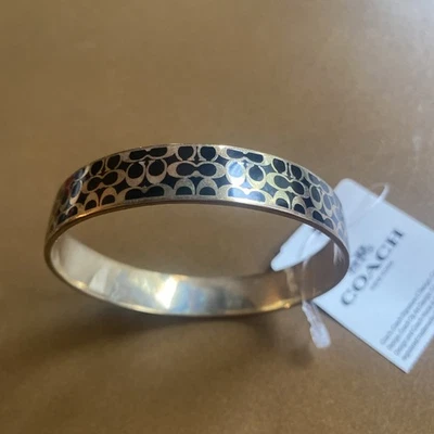 Brazalete Brazalete Coach Signature Tono Plata Azul Esmalte Nuevo con Etiquetas Foto 1 de 4