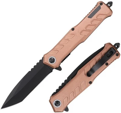 Cuchillo Plegable Asistido MTech 3′′ Negro 3Cr13 Hoja de Acero Tan Metal Mango de Aleación Foto 1 de 3