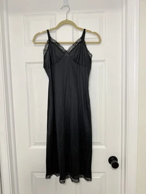 Винтажный Deena тонкий белье черный полный скольжения платье женщин размер 38 кружевной лиф - Изображение 1 из 4