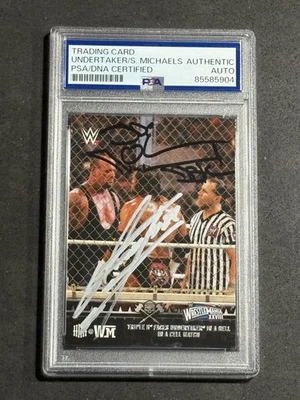 THE UNDERTAKER & SHAWN MICHAELS 2015 TOPPS WWE DUAL SIGNED AUTO CARD PSA/DNA - Image 1 of 2