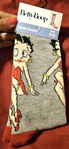 BETTY BOOP GRAU CREW SOCKEN SCHUH 👞 👟 HERREN/DAMEN 9-13 STRUMPF STUFFER GESCHENK 🎁 🎁 - Bild 1 von 3