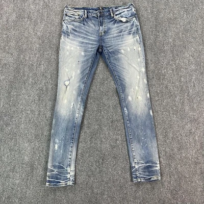PRPS Cayenne Jeans Mens 36 Blue Super Skinny Stretch Distressed Paint Splatter - Image 1 of 4