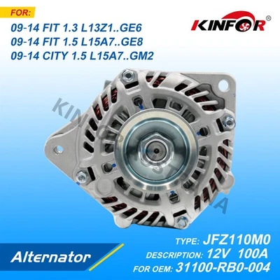 Fred Alternator Fits Honda 2009+ 1.3L 1.5L CITY,FIT 31100-RB0-004-KINFOR JR-JFZ1 - Image 1 of 3