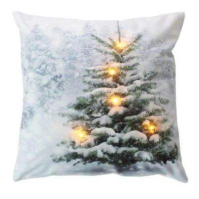 Coussin Déco de Noël LED "Sapin" 40x40cm Multicolore - Photo 1/3