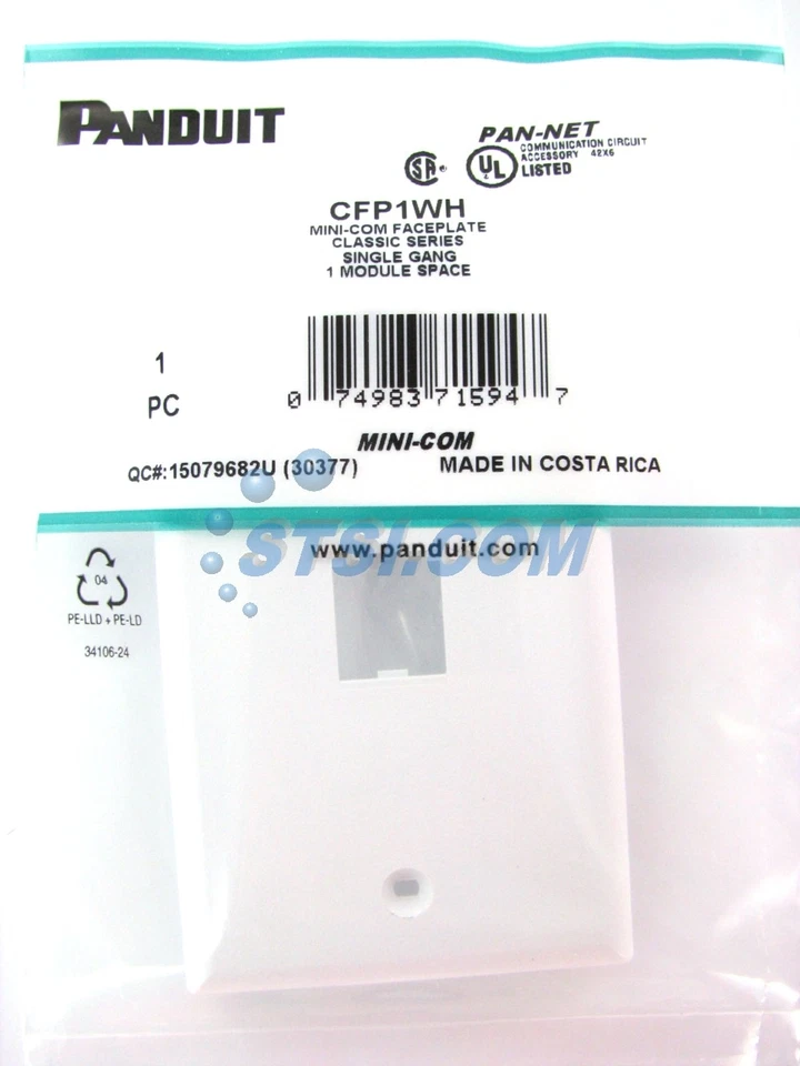 Panduit CFP1WH 1-gang 1-port Faceplate White