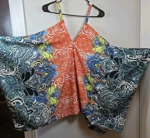 Unique Spectrum Scarf Blouse Bohemian Colorful Cover-up India Size 1X - Picture 1 of 8