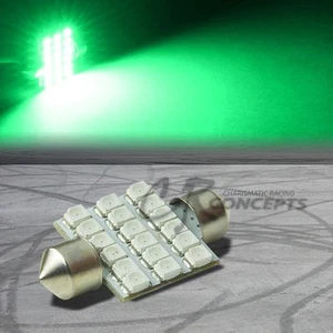 18 SMD 18SMD 36MM 3528 LED VERDE BRILLANTE CUÑA INTERIOR CÚPULA BOMBILLA/MAPA/PANEL - Imagen 1 de 1