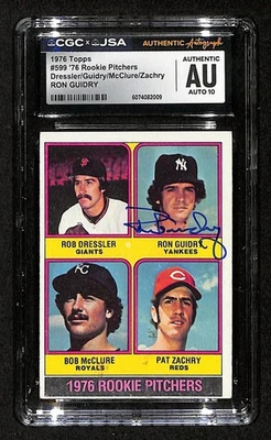 Tarjeta de radiocontrol Ron Guidry firmada/automática 1976 Topps #599 Yankees CGC/JSA 199103 Foto 1 de 2