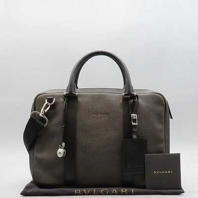 Bvlgari G11 32541 Negro Gris Cuero Fin de Semana Maletín Maletín Maletín Maletín Maletín Foto 1 de 4