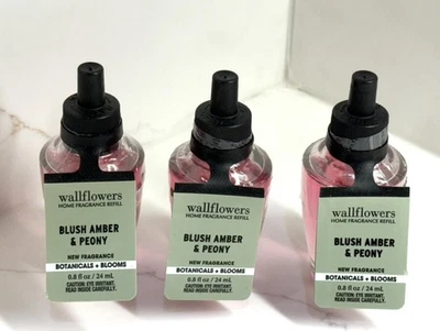 3 Bath & Body Works Wallflower Hogar Fragancia Repuesto Bombilla Rubor Ámbar y Peonía Foto 1 de 2
