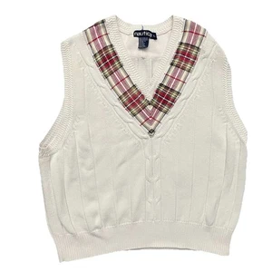 Maglione Nautica gilet preppy stile golf scollo a V maglia grande pullover vintage anni 2000 - Foto 1 di 5
