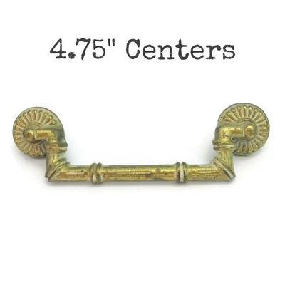 Tirador de cajón de bambú sintético vintage: Hollywood Regency tono dorado y mango blanco LX4 Foto 1 de 4