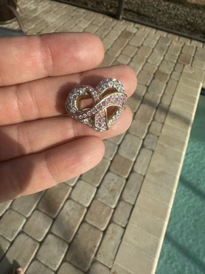 Prendedor SWAROVSKI Joyería Rosa y Cristal Transparente Corazón Cáncer de Mama Foto 1 de 4