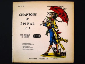 Vintage Imagerie Pellerin d'Epinal Chansons d'Epinal SET (4)  With Records InvTT - Picture 1 of 12