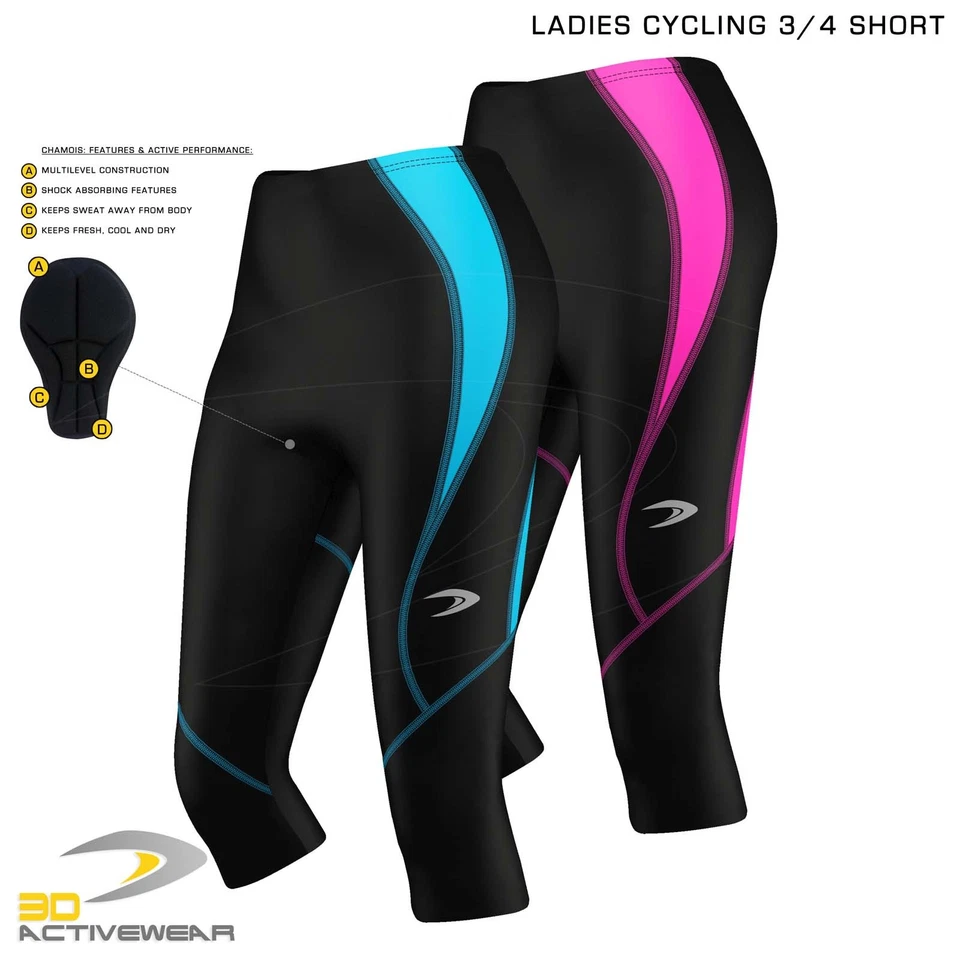 Ladies Tourer 3/4 Bike Shorts Cycling Tights Pants Bicycle Padded Legging - image 1 of 4