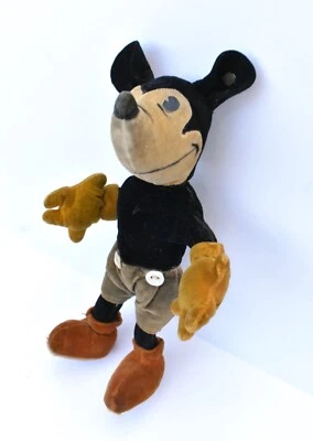 STEIFF MICKEY MOUSE AÑOS 30 CON BOTÓN 6,5" Disney Peluche Muñeca Antigua De Colección Foto 1 de 4