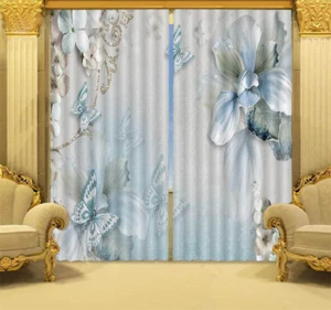Graceful Butterfly 3D Blockout Photo Curtain Print Curtains Fabric Kids Window - Bild 1 von 10