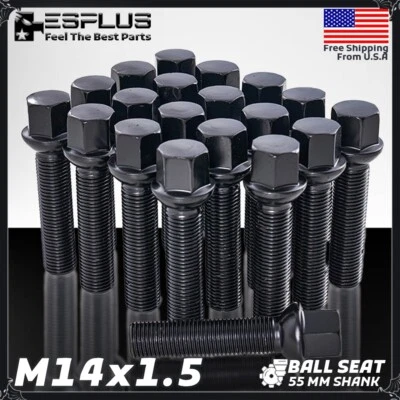 10 pernos de tuerca Volkswagen 14x1,5 negro 55 mm aptos para Bora/CrossFox/Vento con espaciador 25-29 Foto 1 de 4