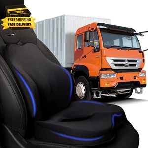 Truck Seat Cushion 2PC 100% Memory Seat Cushion 18X14.5X3.5In Lumbar 16.5X15.4X5 - Picture 1 of 7