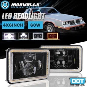 4X6" INCH LED Headlights Hi-Lo Beam DRL Lamp for Oldsmobile Delta 88 1976-1986 - Picture 1 of 12