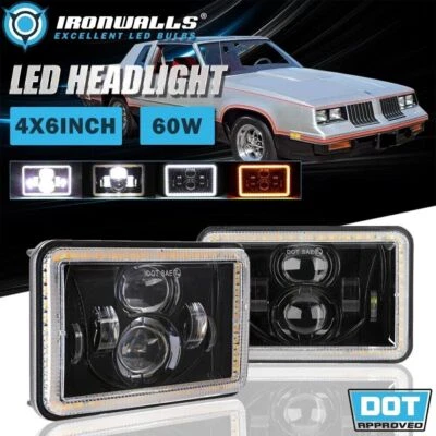 Faros LED 4x6" pulgadas haz alto bajo lámpara DRL para Oldsmobile Delta 88 1976-1986 Foto 1 de 4