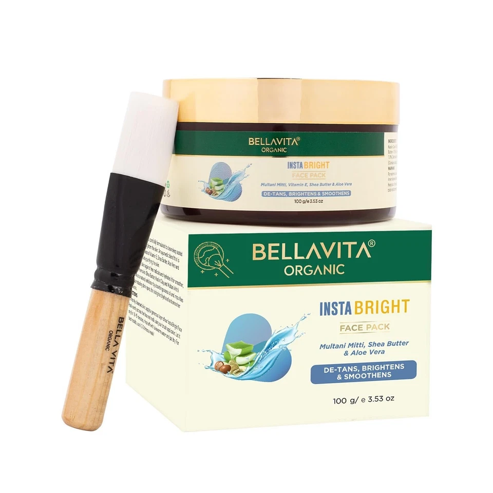 Bella Vita Organic INSTABRIGHT Face Pack for DeTan, Glowing Skin 100 gm - Image 1 of 4