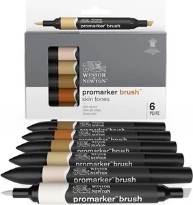 Winsor & Newton Brush Marker - 6 Pennarelli Toni Pelle pantone - Foto 1 di 9