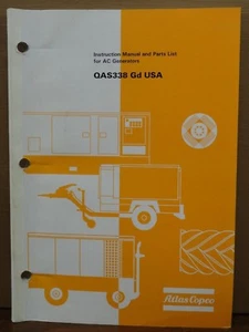 OEM Atlas Copco QAS338 Gd USA AC Generator Instruction & Parts List Manual - Picture 1 of 4