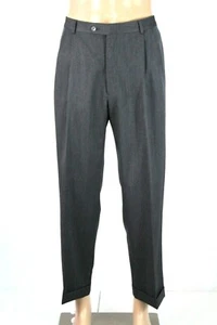 AUSTIN REED Men's 34 x 32(Actual 33 x 29.5)Gray Pleated & Cuffed 100% Wool Pants - Picture 1 of 12