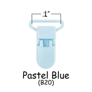 50 Strapsclips / Kunststoff Schnuller KAM Clips - 1" Pastellblau - plus Anleitung - Bild 1 von 3
