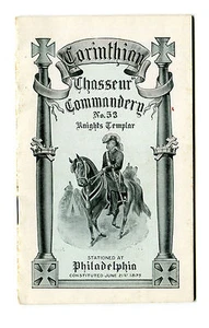 Vintage KNIGHTS TEMPLAR Booklet 1915 Corinthian Chasseur Commandery Phila order7 - Picture 1 of 3