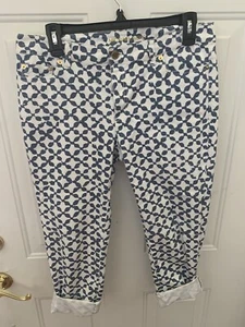 Michael Kors Capris Women's 8 - Denim White/blue - Beach, Vacation, Resort - Picture 1 of 4