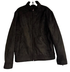 New $150 Alafani City British Brown Faux Suede Faux Fur Lined Jacket Coat Sz M - Picture 1 of 6