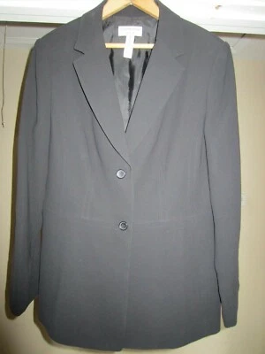 Jaqueta Blazer Feminina em Preto Sólido da Covington 100% Poliéster Tamanho 10 - Imagem 1 de 4