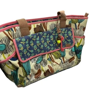 Fossil Diaper Tote Handbag Womens Key-Per Multicolor Coated Canvas Double Handle - Picture 1 of 10