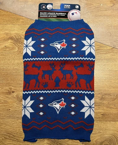 Toronto Blue Jays MLB Baseball Knit Christmas Holiday Dog Sweater Jacket Vest L Cover