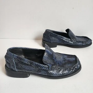 Apostrophe Leather Ratler Loafers Womens Size 8 Blue Made In Brazil 21641 - Picture 1 of 11