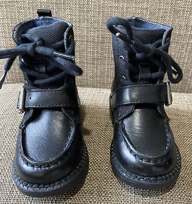 Botas Polo Ralph Lauren Ranger Hi II de cuero negras para niños pequeños talla 5 Foto 1 de 4