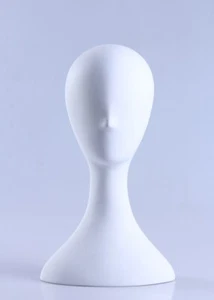 Female Adult Matte White Fiberglass Abstract Mannequin Head Display (2 Pack) - Picture 1 of 2