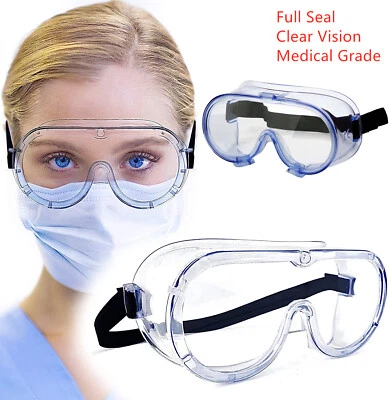 Full Sealed Safety Goggles Over Glasses Anti Fog Clear Lens Lab Eye Protective - Image 1 of 4