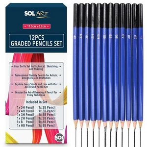 12-24 Graded Art Sketching Drawing Pencils Set for Artists 7 Soft 4 Hard Shades - Picture 1 of 8