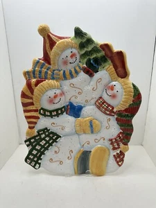 Susan Winget  Snowman Trio Christmas Serving Platter Certified International - Picture 1 of 10